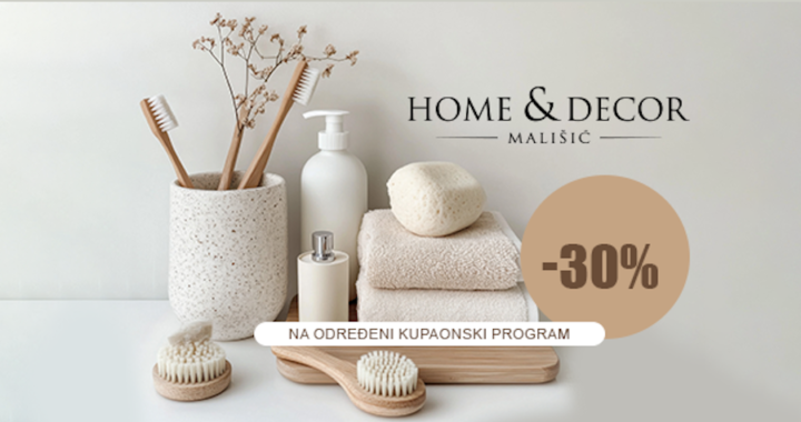 
DETALJI KOJI KUPAONICU ČINE LJEPŠOM – iskoristite 30 % popusta na odabrani asortiman kupaonskih dodataka u trgovinama Mališić Home & Decor!